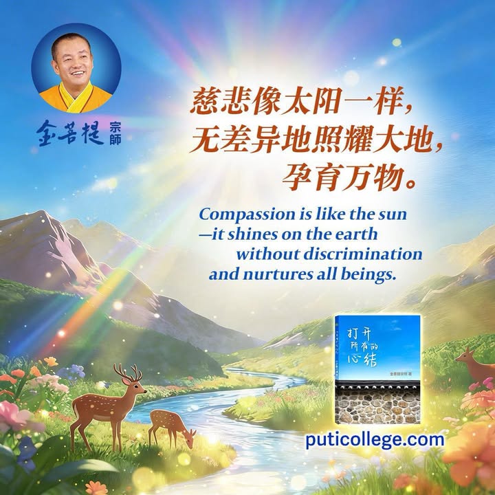 “慈悲像太阳一样，无差异地照耀大地，孕育万物。” 📖金菩提宗(金菩提宗師 Facebook)