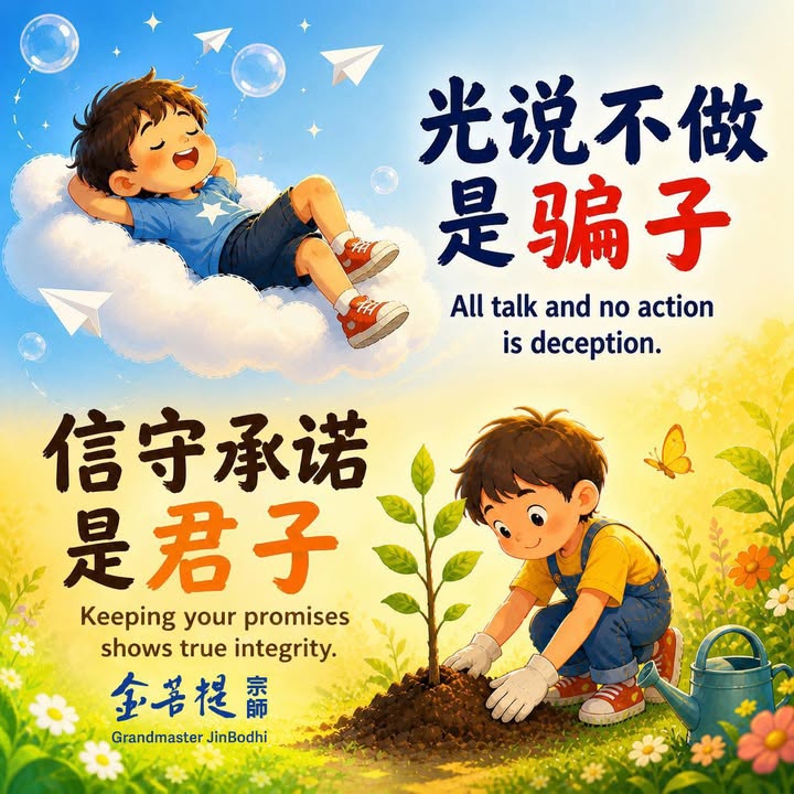 光说不做是骗子，信守承诺是君子。 All talk no a(金菩提宗師 Facebook)