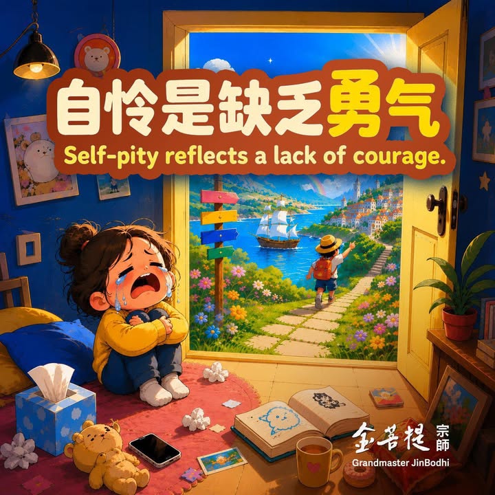 自怜是缺乏勇气。 Self-pity reflects a lack of courage(金菩提宗師 Facebook)
