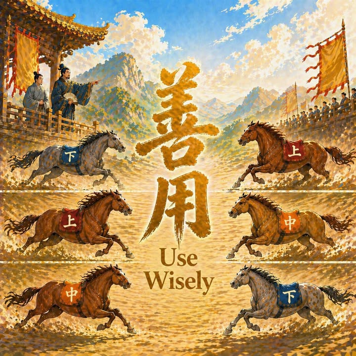 【参禅语】”善用” 田忌赛马的故事告诉我们： 世界本无废材，只有放错位置的资源。 你如何理解「善用」？一起讨论吧 👇 [Zen Reflections] “Use Wisely” The story of Tian Ji reminds us: There are no useless resources—only ones placed in the wrong position(金菩提宗師 Facebook)